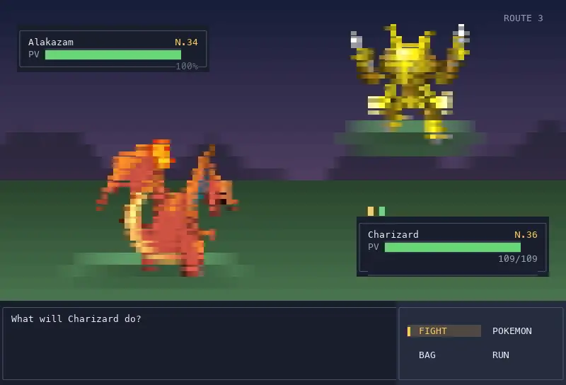 A live capture of a battle running in the terminal
